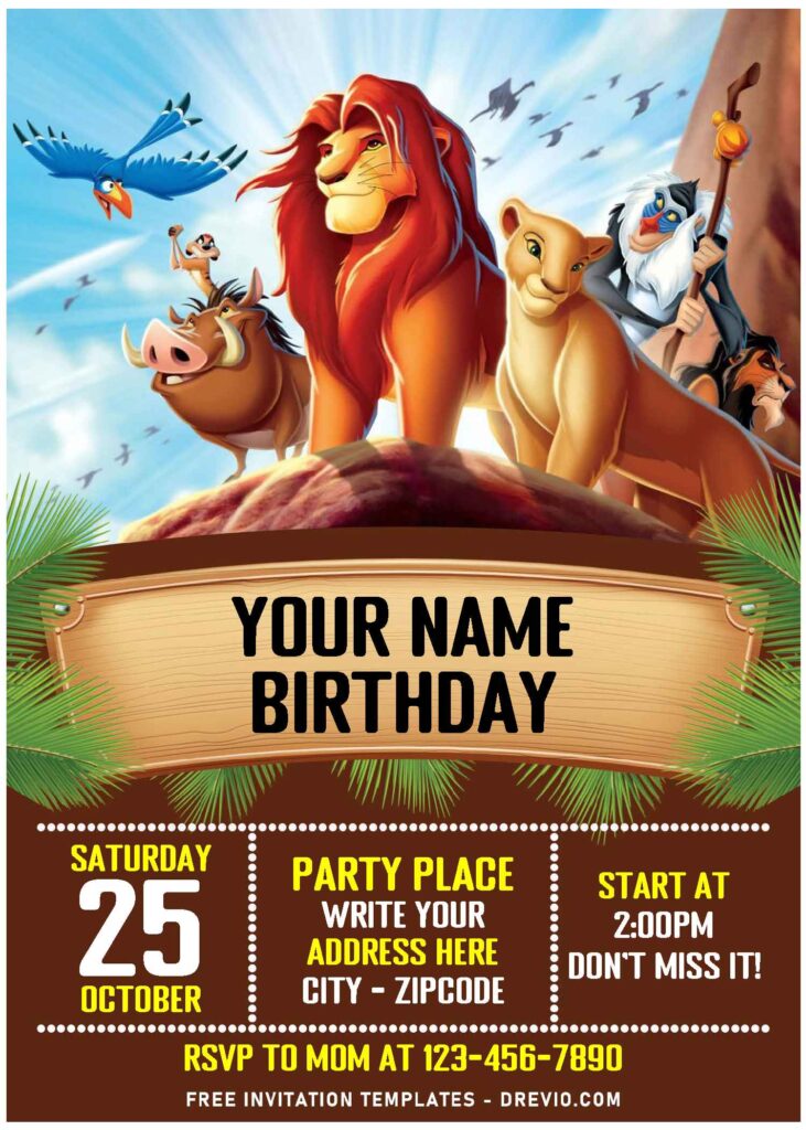 Invitation Template of (Free Editable PDF) Timeless Lion King Birthday Invitation Templates 1