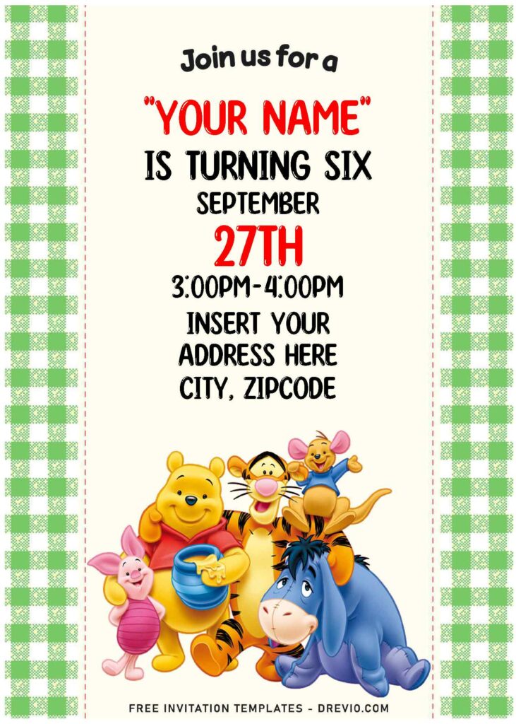 Invitation Template of (Free Editable PDF) Sunny Bright Winnie The Pooh Birthday Invitation Templates 3