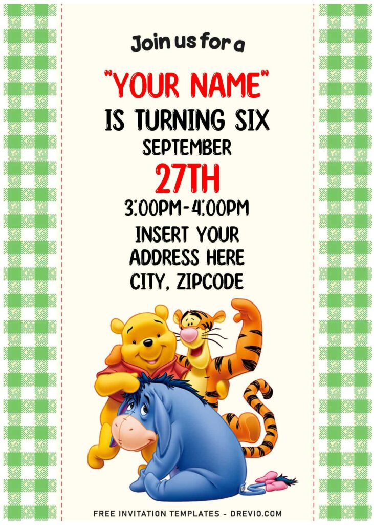 Invitation Template of (Free Editable PDF) Sunny Bright Winnie The Pooh Birthday Invitation Templates 2