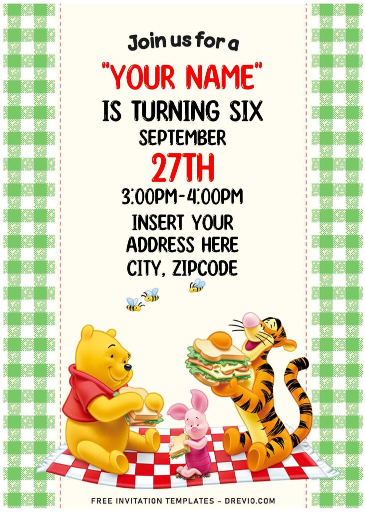 Invitation Template of (Free Editable PDF) Sunny Bright Winnie The Pooh Birthday Invitation Templates 1