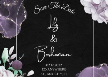 Invitation Template of (Free) 7+ Purple Pink Floral and Ink Canva Wedding Invitation Templates 15