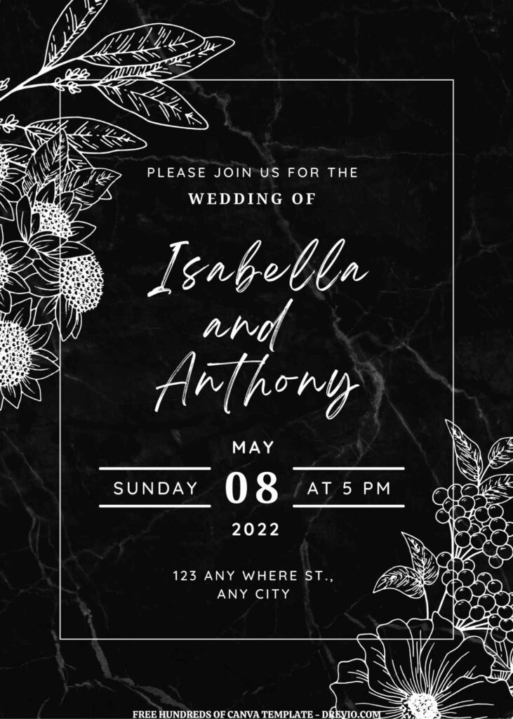 Invitation Template of (Free) 8+ White Black Marble Background Canva Wedding Invitation Templates 1