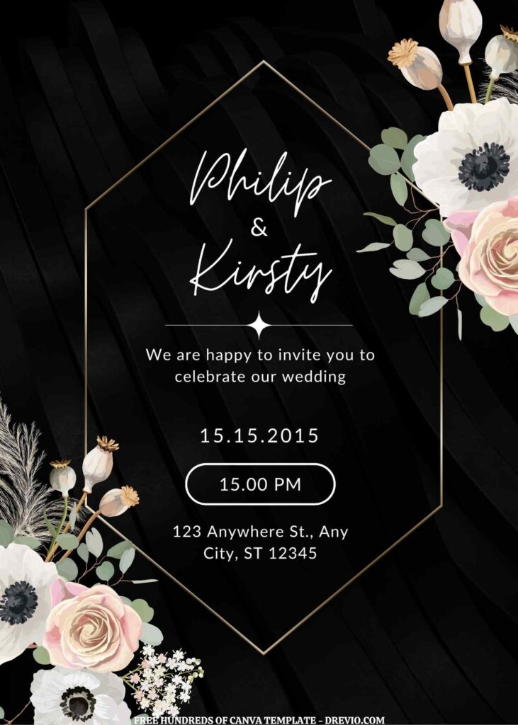 Invitation Template of FREE EDITABLE - White Pink Flower Canva Templates 1