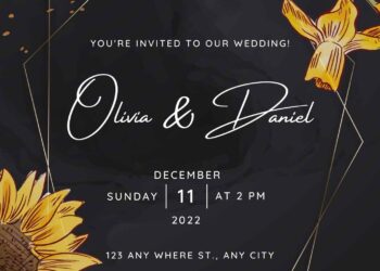 Invitation Template of (Free) 9+ Exotic Floral Black Gold Frame Canva Wedding Invitation Templates 9