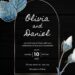 Invitation Template of (Free) 11+ Blue Floral Line Gold Black Wood Background Canva Wedding Invitation Templates 13