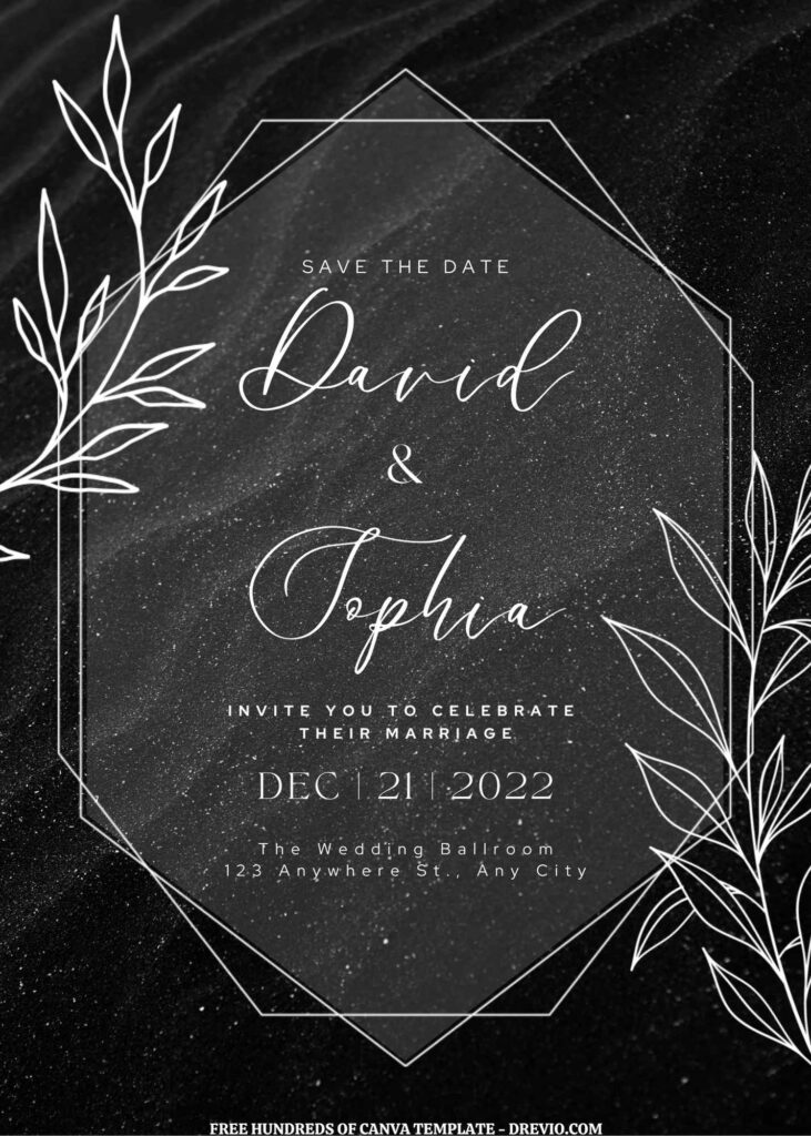 Invitation Template of (Free) 8+ Dust Background White Line Floral Canva Wedding Invitation Templates 1