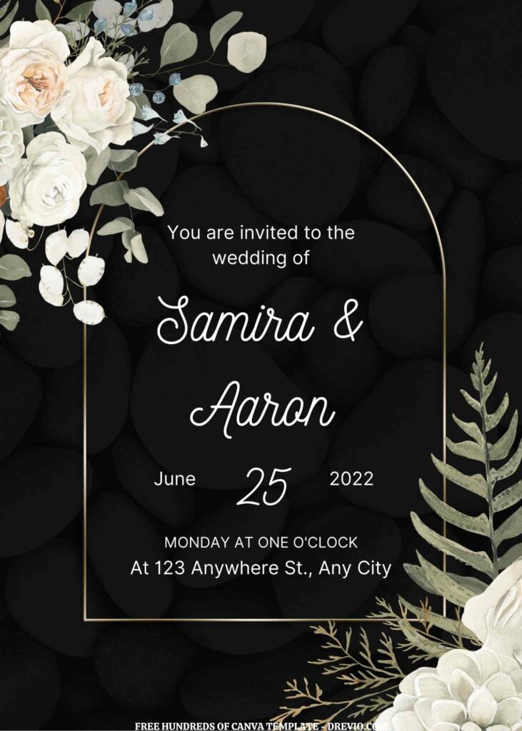 Invitation Template of (Free) 10+ Rock Background White Floral Canva Wedding Invitation Templates 1