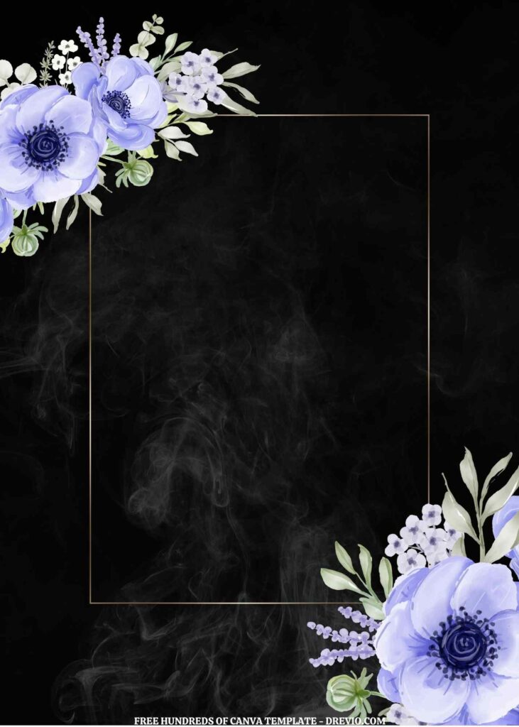 Invitation Template of (Free) 10+ Blue Floral Smoke And Black Background Canva Wedding Invitation Templates 1