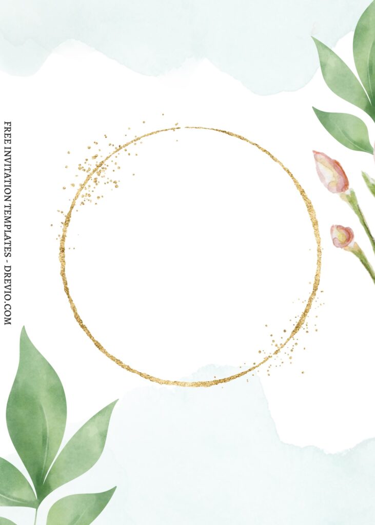 (Free) 10+ Natural Greenery And Gold Canva Birthday Invitation Templates with arrowhead flower