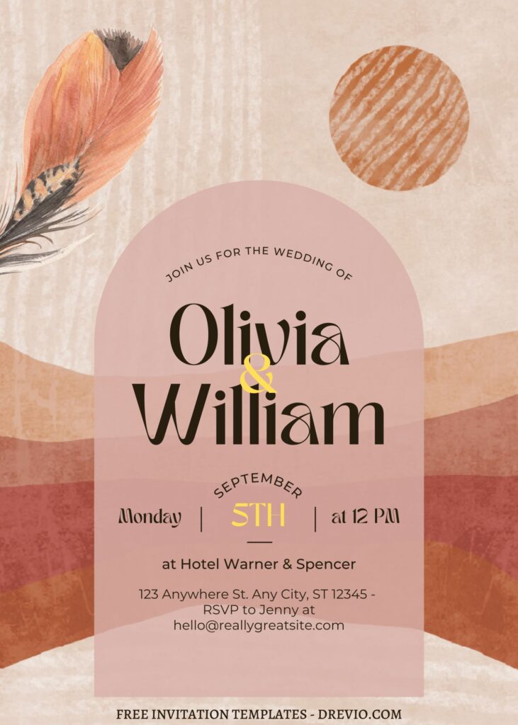 FREE EDITABLE - 10+ Whimsical Bohemian Canva Wedding Invitation Templates with rustic background