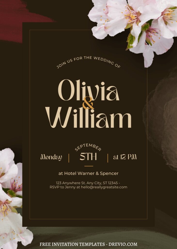 (Free) 10+ Ethereal Elegance Canva Wedding Invitation Templates with beautiful Cherry blossom