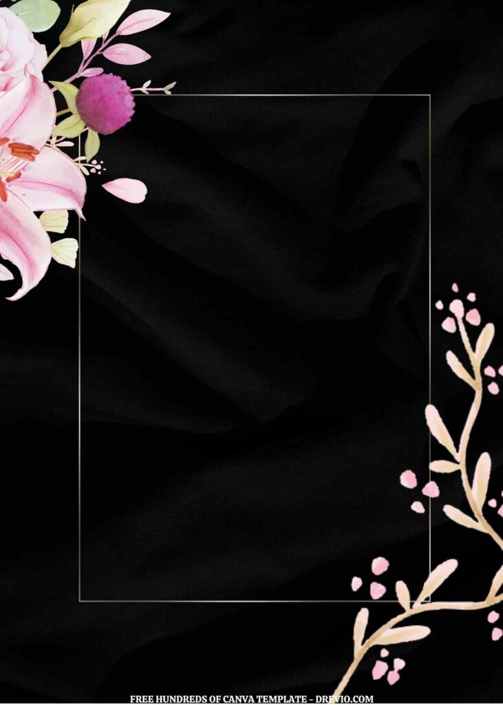 Invitation Template of (Free) 11+ Pink Floral Black Elegant Background Canva Wedding Invitation Templates 11