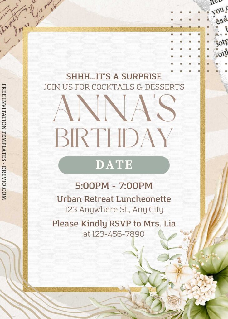 (Free) 11+ Natural Rustic Floral Canva Birthday Invitation Templates with elegant typefaces