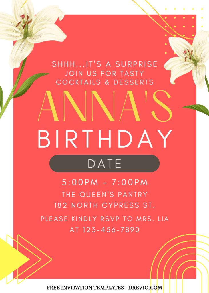 Invitation Template of FREE EDITABLE - 11+ Stargazer Lily Canva Birthday Invitation Templates 10