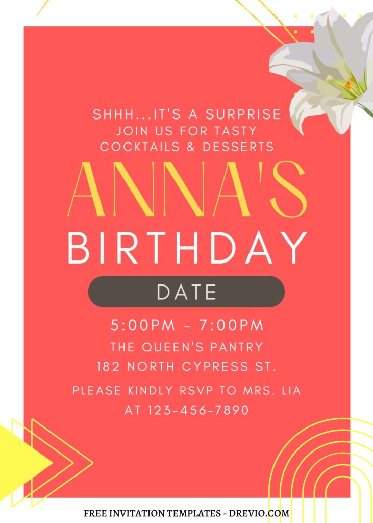 Invitation Template of FREE EDITABLE - 11+ Stargazer Lily Canva Birthday Invitation Templates 8