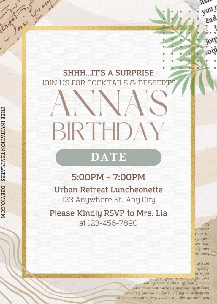 (Free) 11+ Natural Rustic Floral Canva Birthday Invitation Templates with eucalyptus leaves