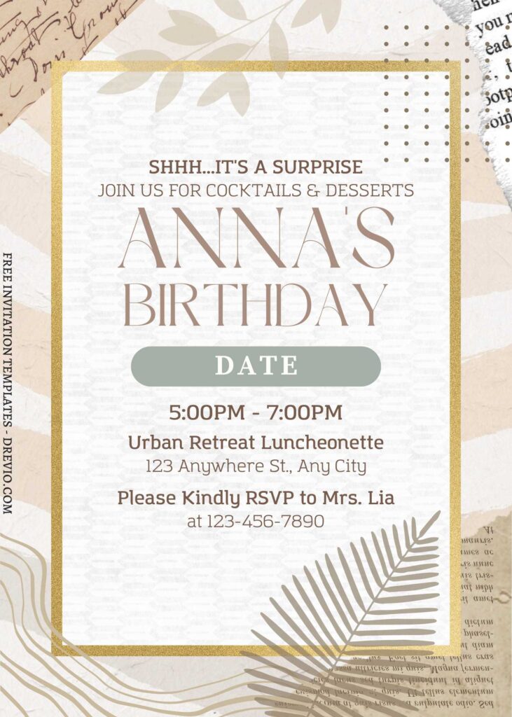 (Free) 11+ Natural Rustic Floral Canva Birthday Invitation Templates with palm leaves