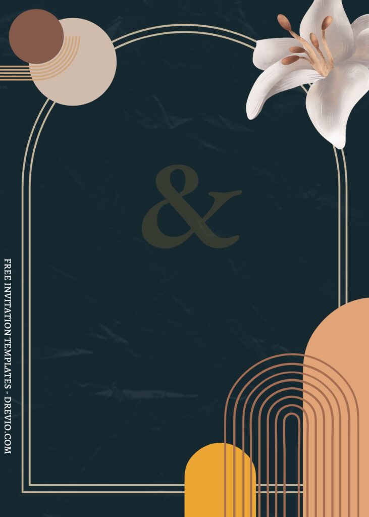 (Free) 11+ Floral Cascade Canva Wedding Invitation Templates with gold geometric arched frame