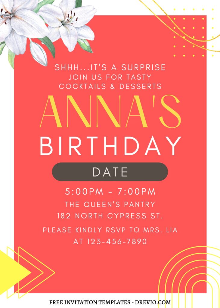 Invitation Template of FREE EDITABLE - 11+ Stargazer Lily Canva Birthday Invitation Templates 3