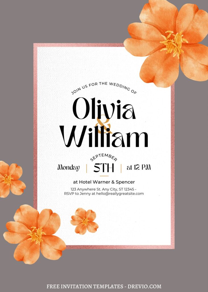 Invitation Template of (Free) 11+ Cascading Spring Flower Canva Wedding Invitation Templates 7