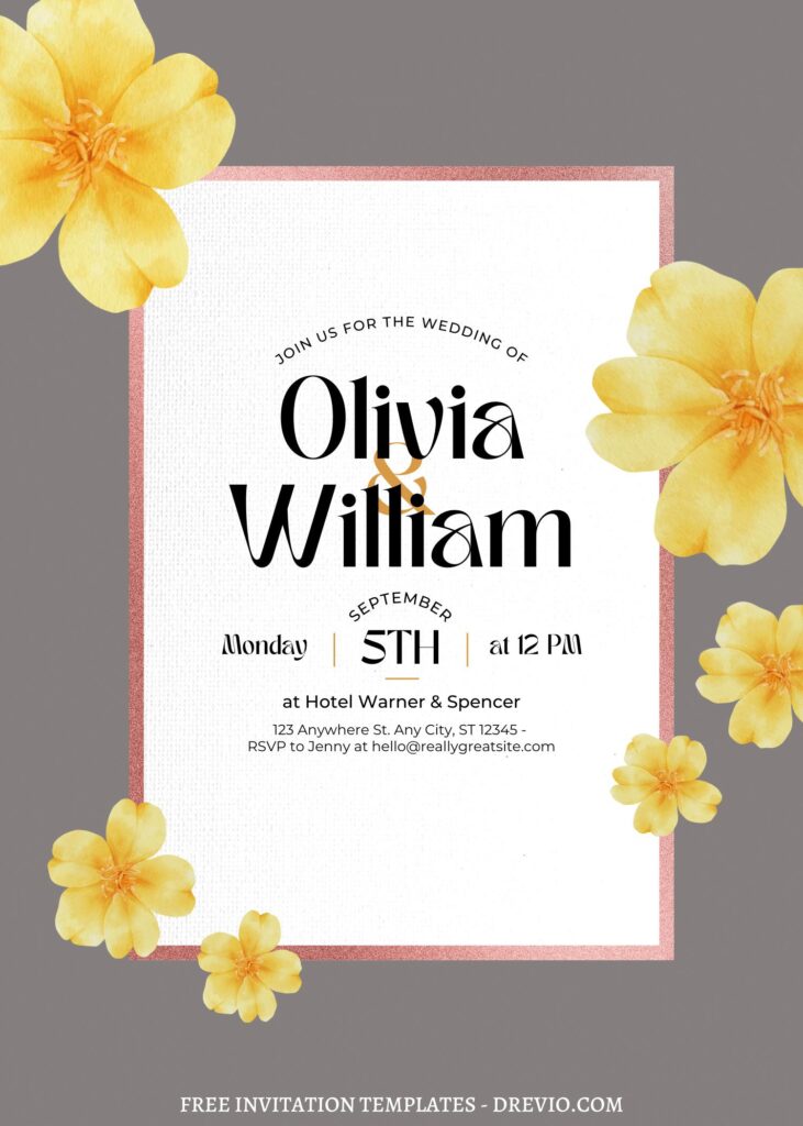 Invitation Template of (Free) 11+ Cascading Spring Flower Canva Wedding Invitation Templates 6