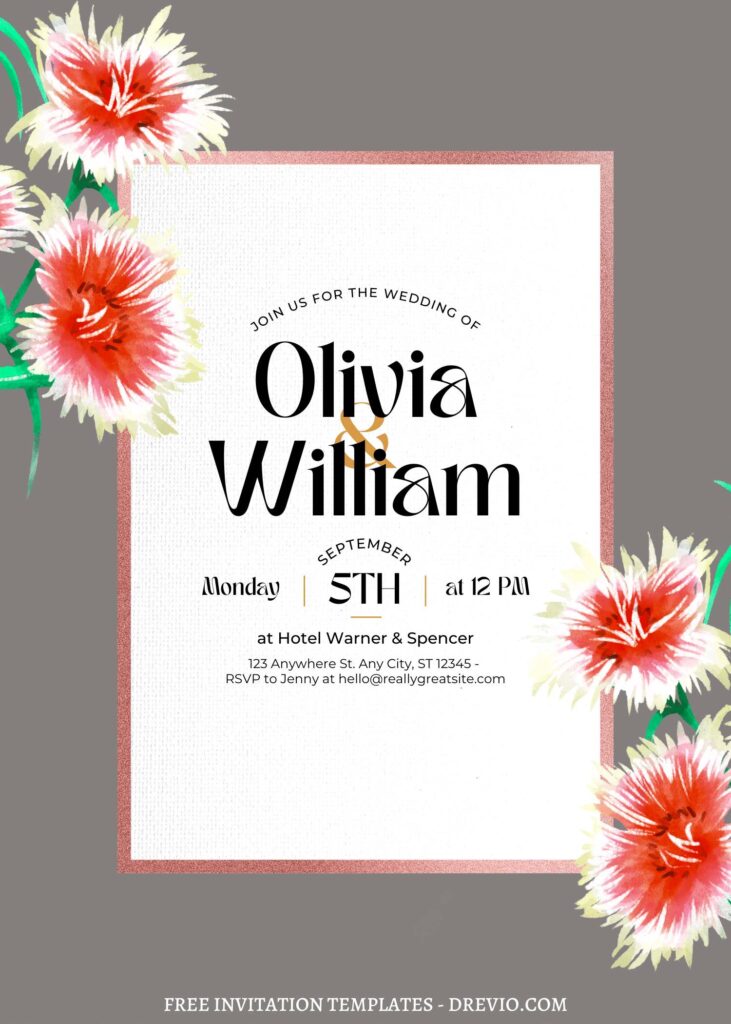 Invitation Template of (Free) 11+ Cascading Spring Flower Canva Wedding Invitation Templates 1