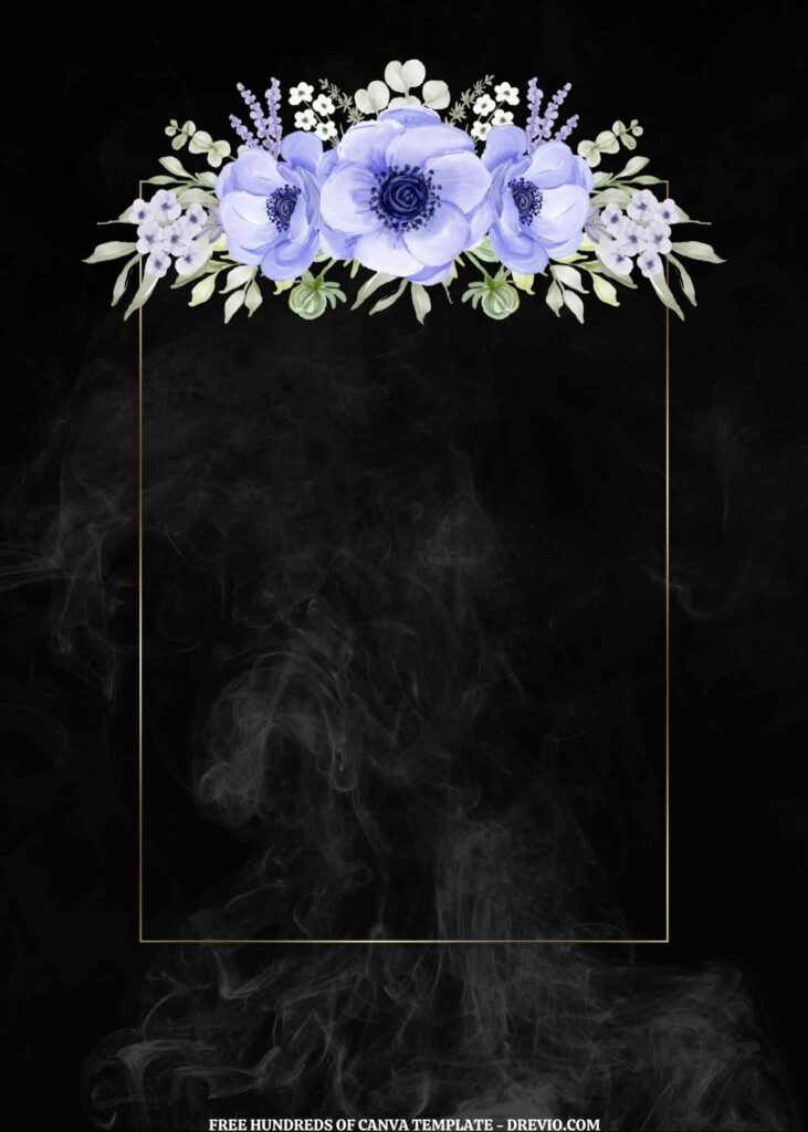 Invitation Template of (Free) 10+ Blue Floral Smoke And Black Background Canva Wedding Invitation Templates 9