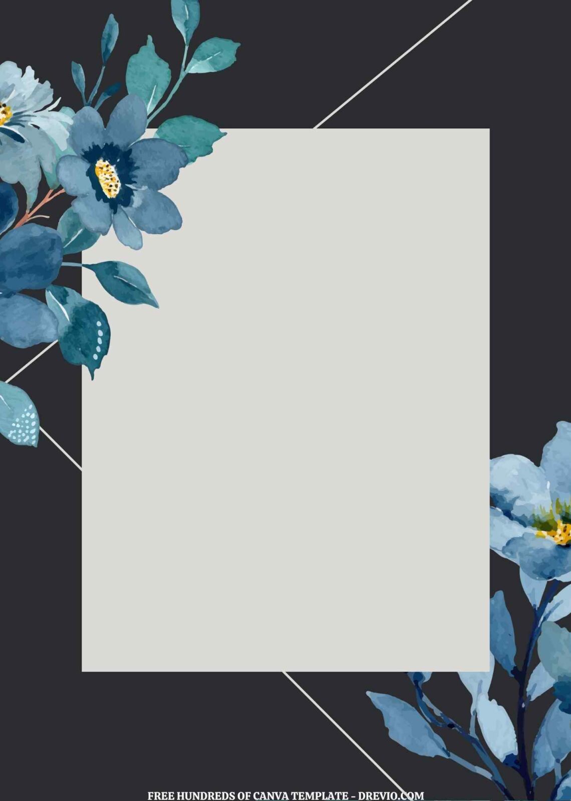 (Free) 10+ Blue Floral Rectangle Pastel Frame Canva Wedding Invitation ...