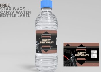 (Free) Star Wars Canva Birthday Water Bottle Labels