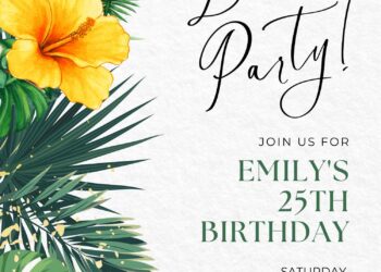 FREE EDITABLE - 10+ Refined Summer Party Canva Invitation Templates with Hawaiian Hibiscus