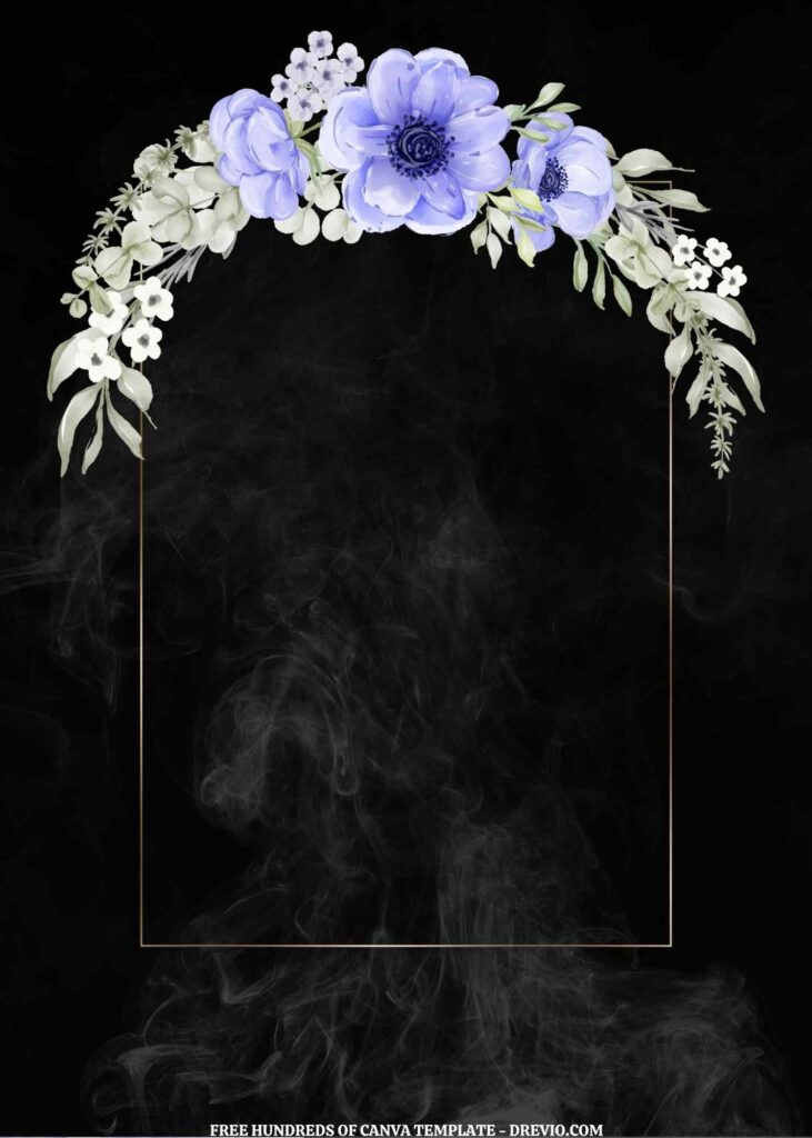 Invitation Template of (Free) 10+ Blue Floral Smoke And Black Background Canva Wedding Invitation Templates 5