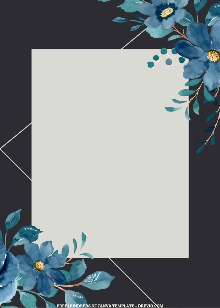 (Free) 10+ Blue Floral Rectangle Pastel Frame Canva Wedding Invitation ...