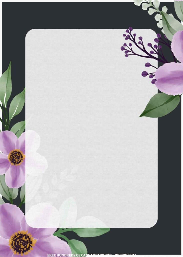 Invitation Template of (Free) 10+ Purple Pink Floral Side White Line Frame Canva Wedding Invitation Templates 3