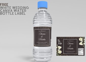(Free) White Wedding Canva Water Bottle Labels