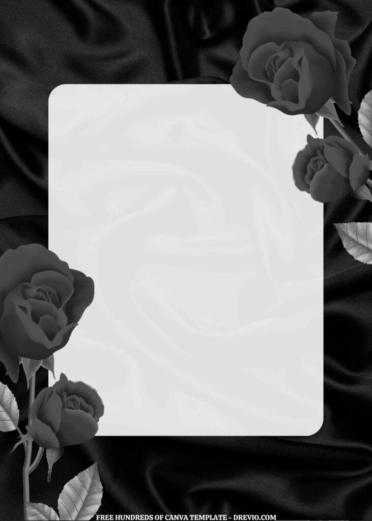 Invitation Template of (Free) 7+ Black Cloth Rose Black White Canva Wedding Invitation Templates 4