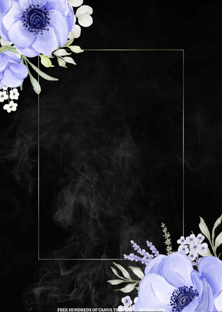 Invitation Template of (Free) 10+ Blue Floral Smoke And Black Background Canva Wedding Invitation Templates 6