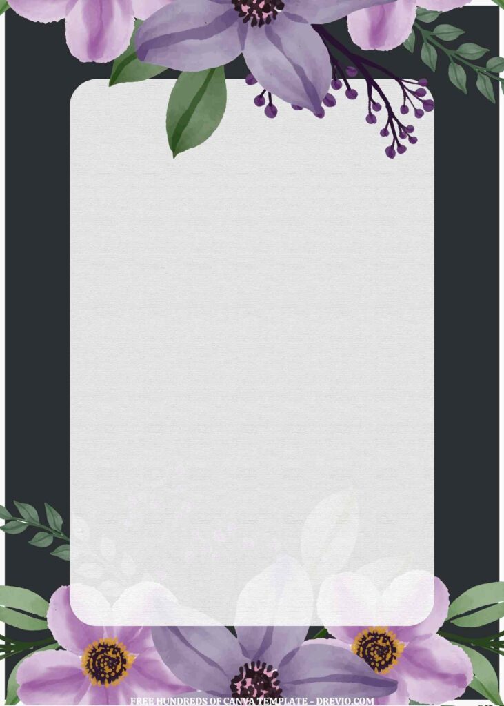 Invitation Template of (Free) 10+ Purple Pink Floral Side White Line Frame Canva Wedding Invitation Templates 4