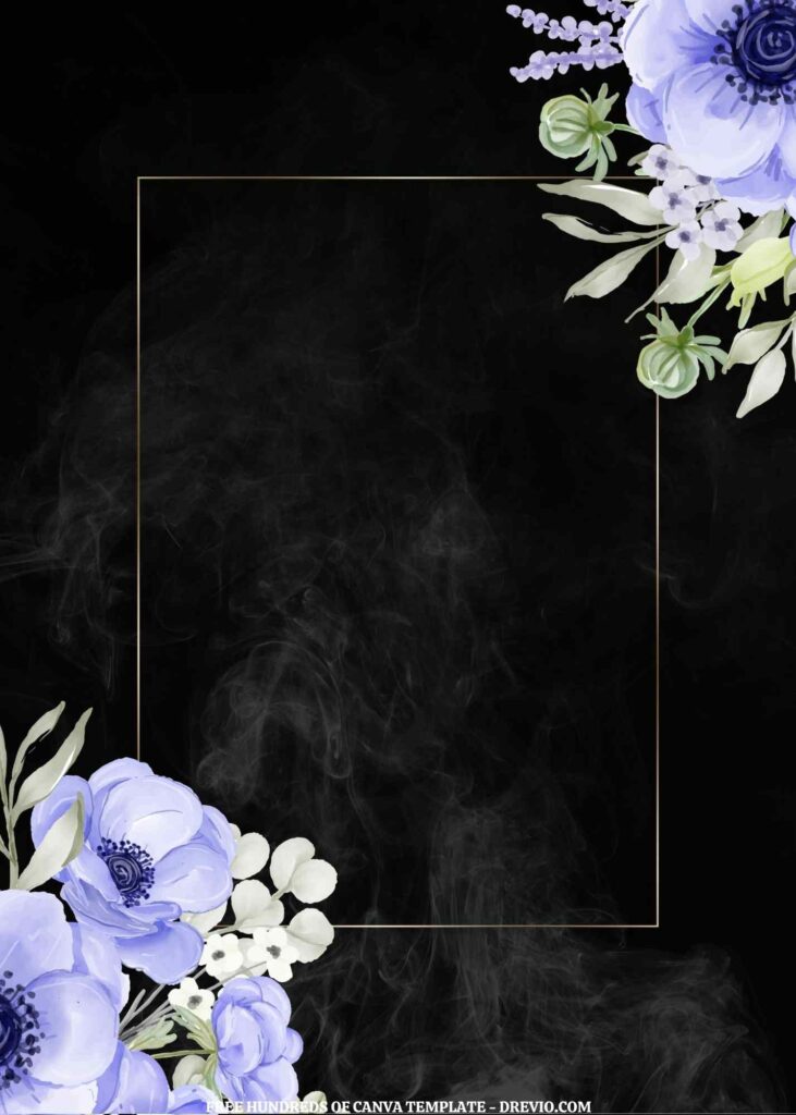 Invitation Template of (Free) 10+ Blue Floral Smoke And Black Background Canva Wedding Invitation Templates 7