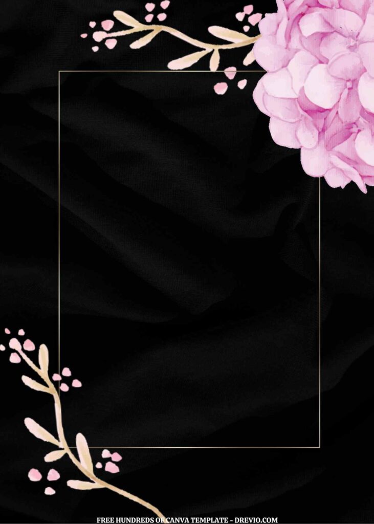 Invitation Template of (Free) 11+ Pink Floral Black Elegant Background Canva Wedding Invitation Templates 5