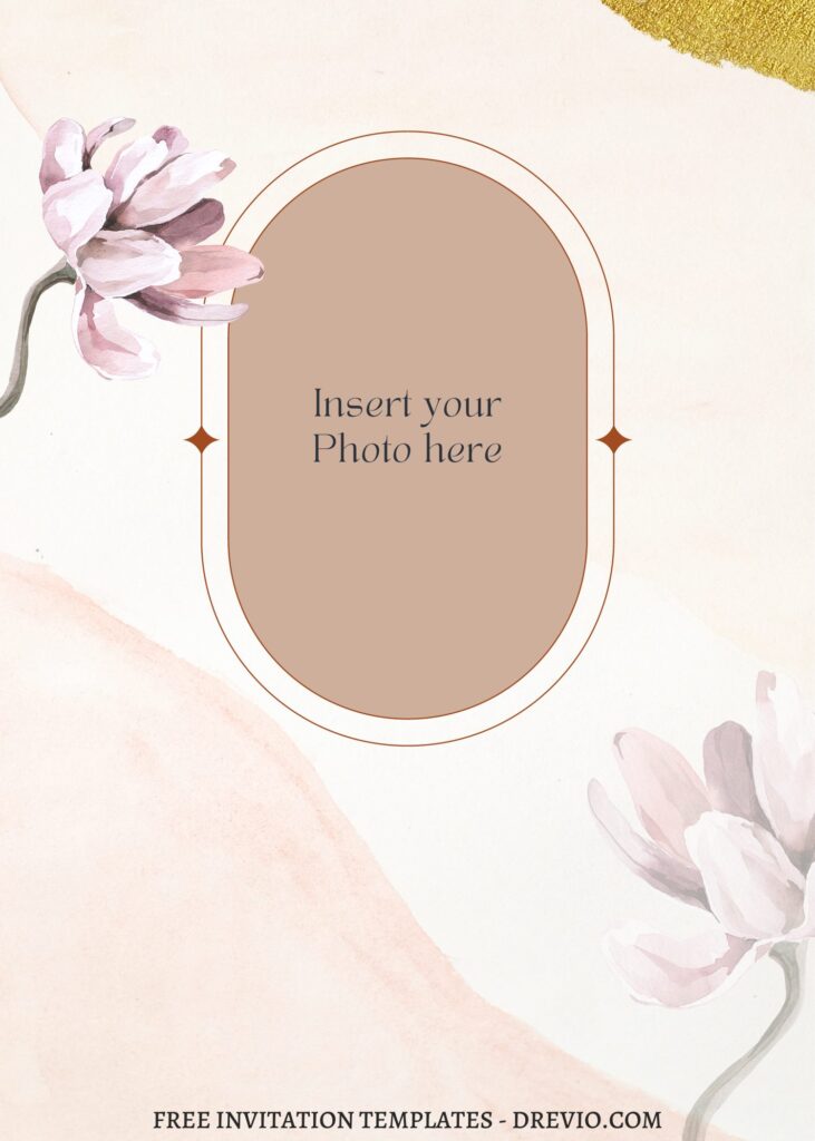 8+ Earth Tone Floral Invitation Templates with hand drawn magnolia