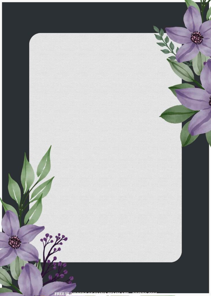 Invitation Template of (Free) 10+ Purple Pink Floral Side White Line Frame Canva Wedding Invitation Templates 5