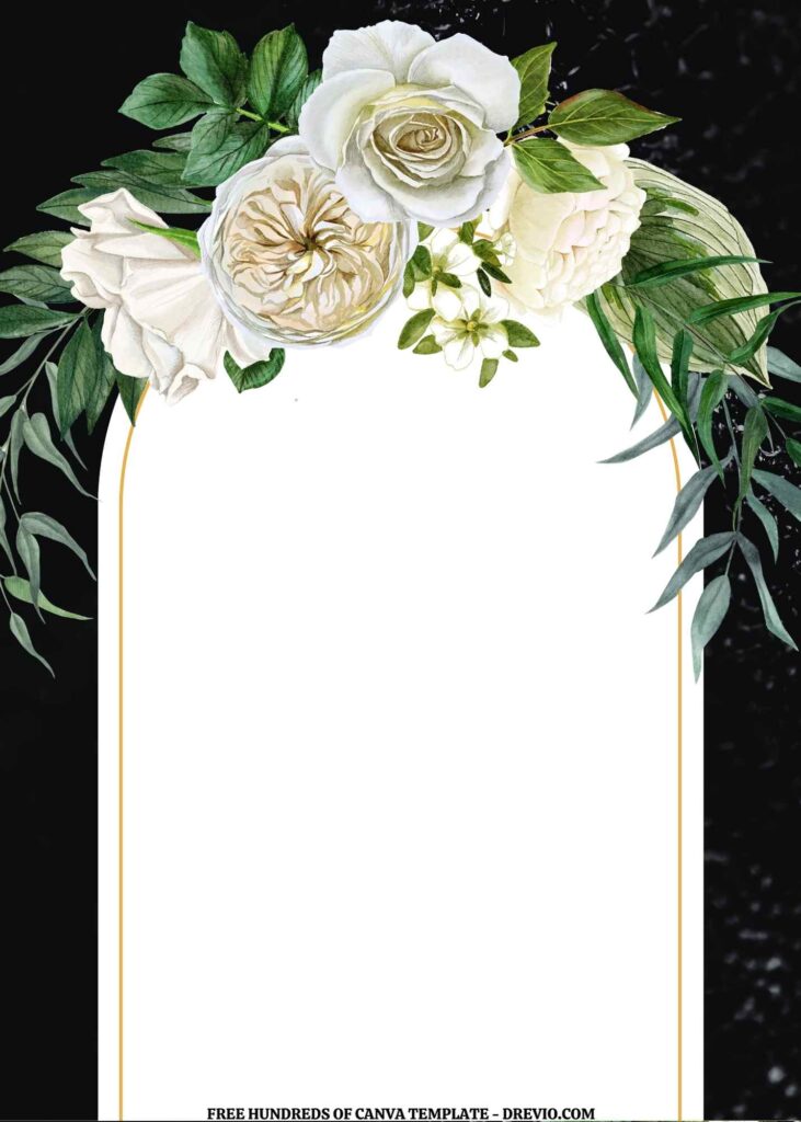 Invitation Template of (Free) 9+ Two Corner Ellipse Frame White Realistic Floral Canva Wedding Invitation Templates 6