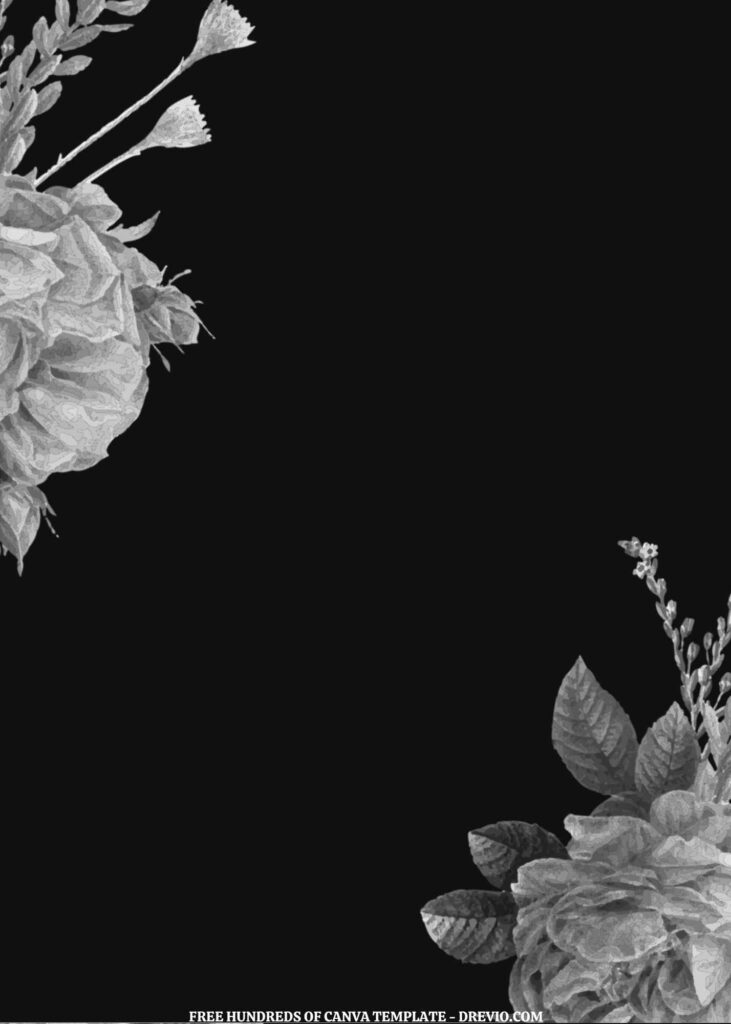 (Free) 7+ Black And White Roses Simple Black Background Canva Wedding ...