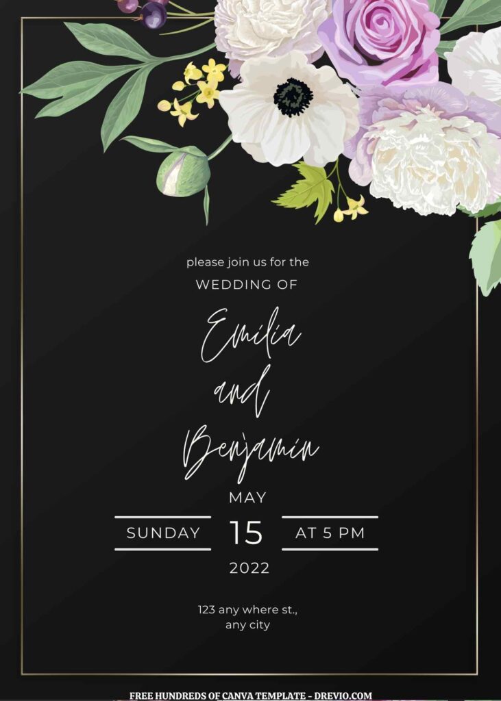 Invitation Template of (Free) 9+ Watercolor Floral Bouquet White Pink Canva Wedding Invitation Templates 6