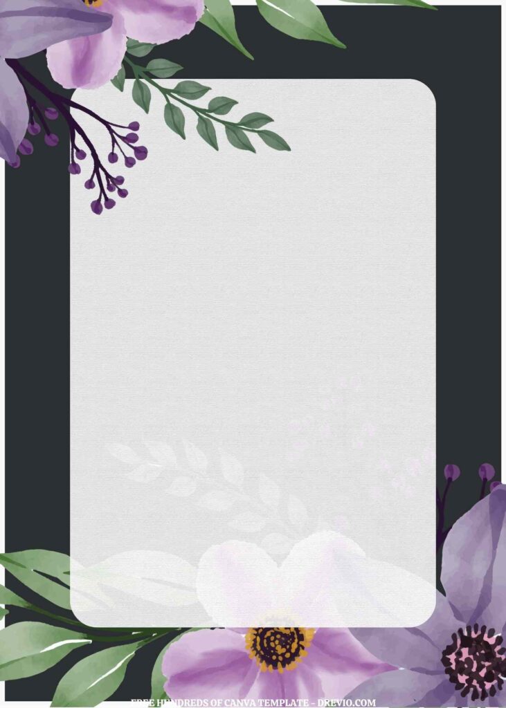 Invitation Template of (Free) 10+ Purple Pink Floral Side White Line Frame Canva Wedding Invitation Templates 6