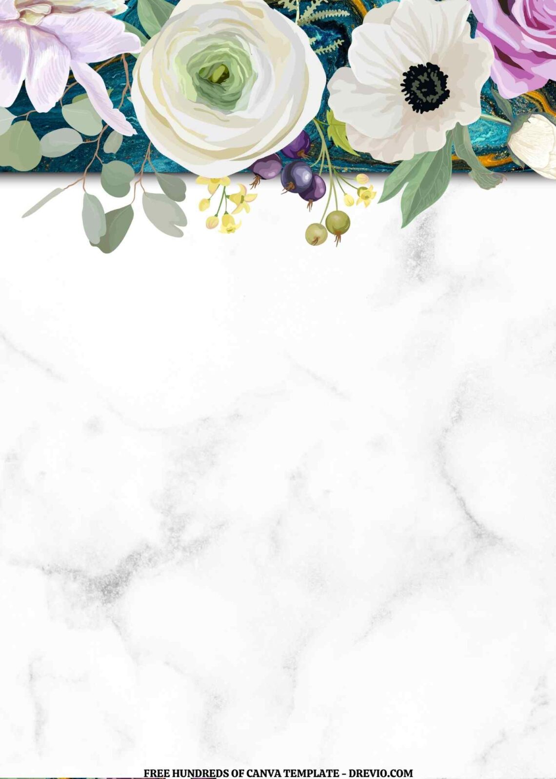 (Free) 9+ Green White Floral Marble Canva Wedding Invitation Templates ...