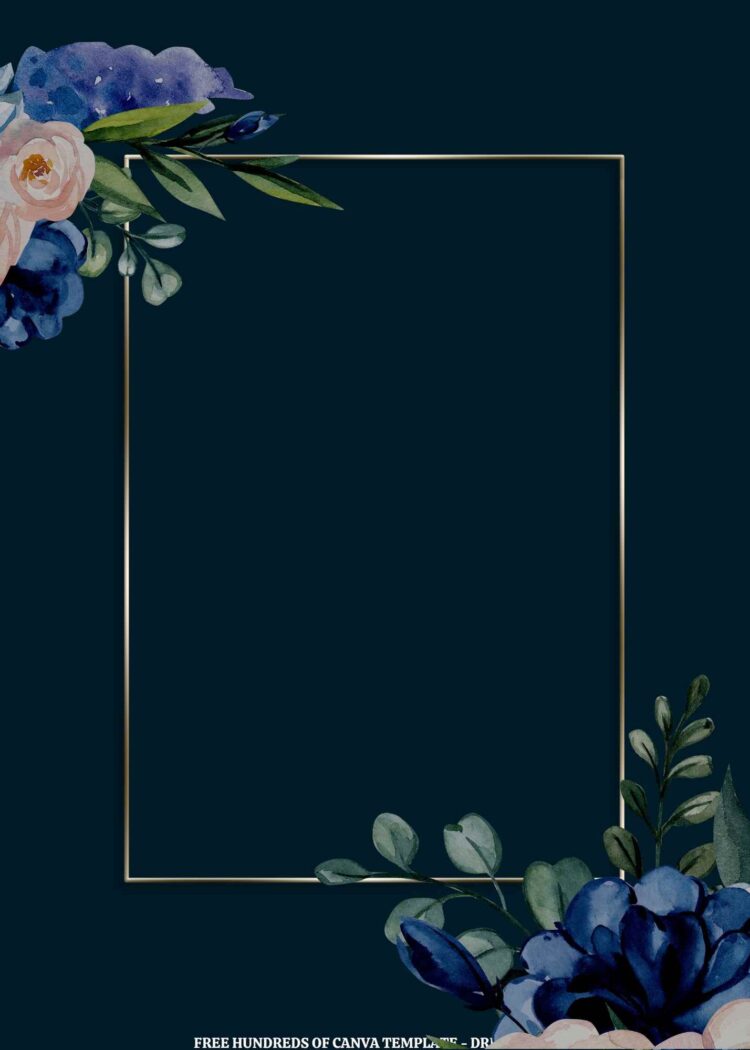 (Free) 10+ Dark Blue Rose Floral Canva Wedding Invitation Templates ...