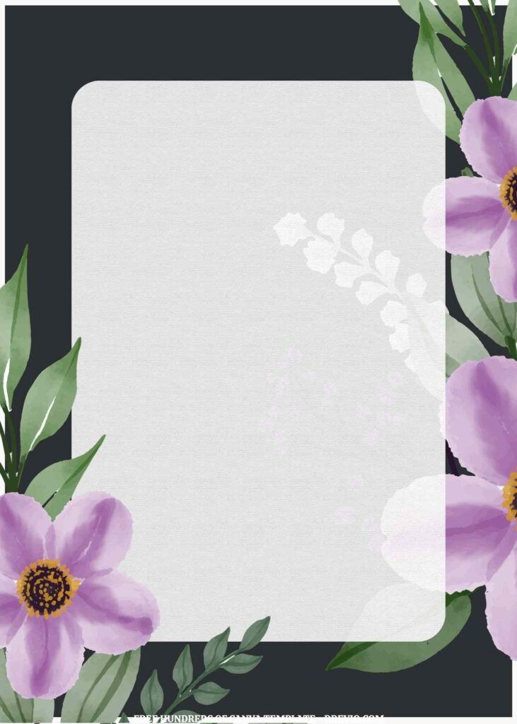 Invitation Template of (Free) 10+ Purple Pink Floral Side White Line Frame Canva Wedding Invitation Templates 7