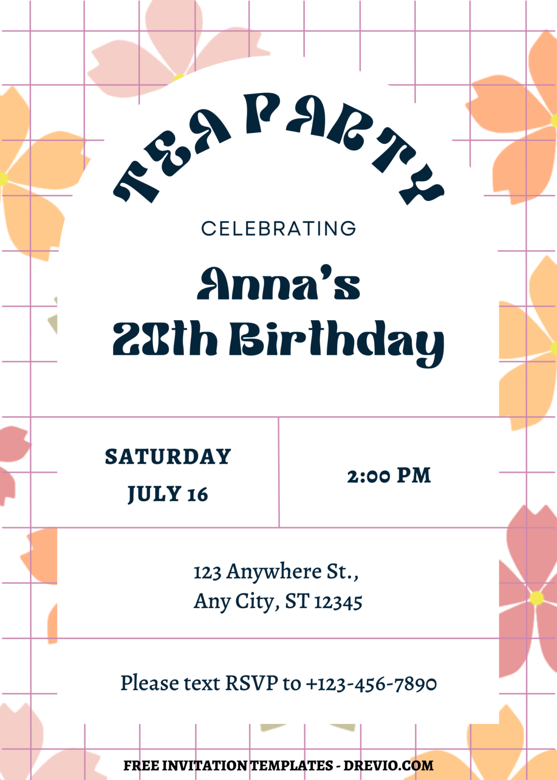 FREE PRINTABLE - Checkerboard Floral Canva Party Invitation Templates