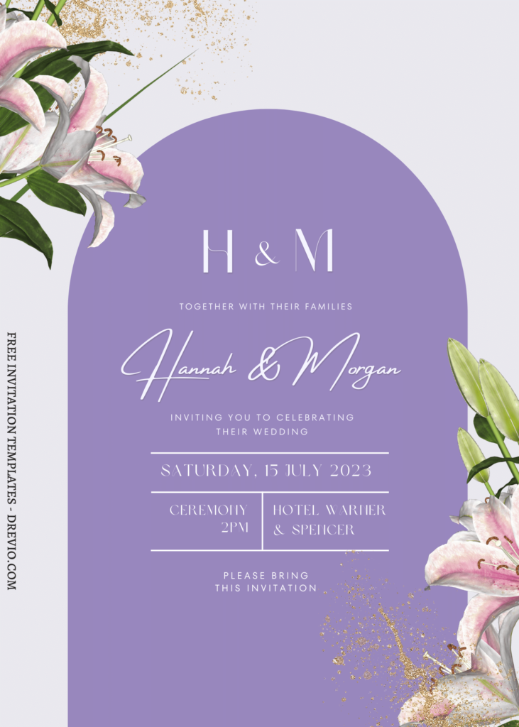 (Free) 7+ Everlasting Love Lily Canva Wedding Invitation Templates with beautiful wedding floral arch